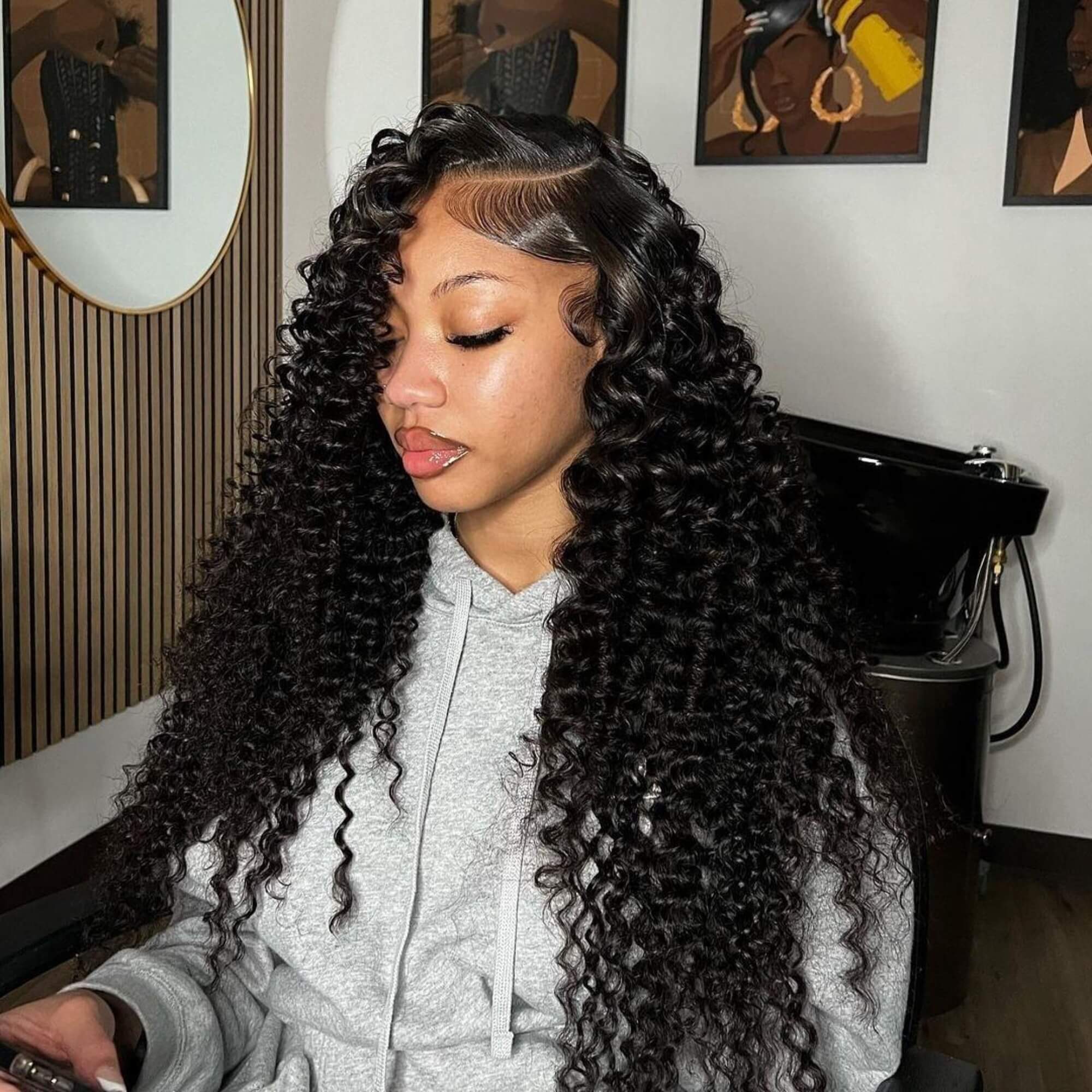 Zlike Pull Go 13x6 Pre Cut Lace Front Wigs Deep Wave Natural Black Human Hair Pull To Wear Wigs