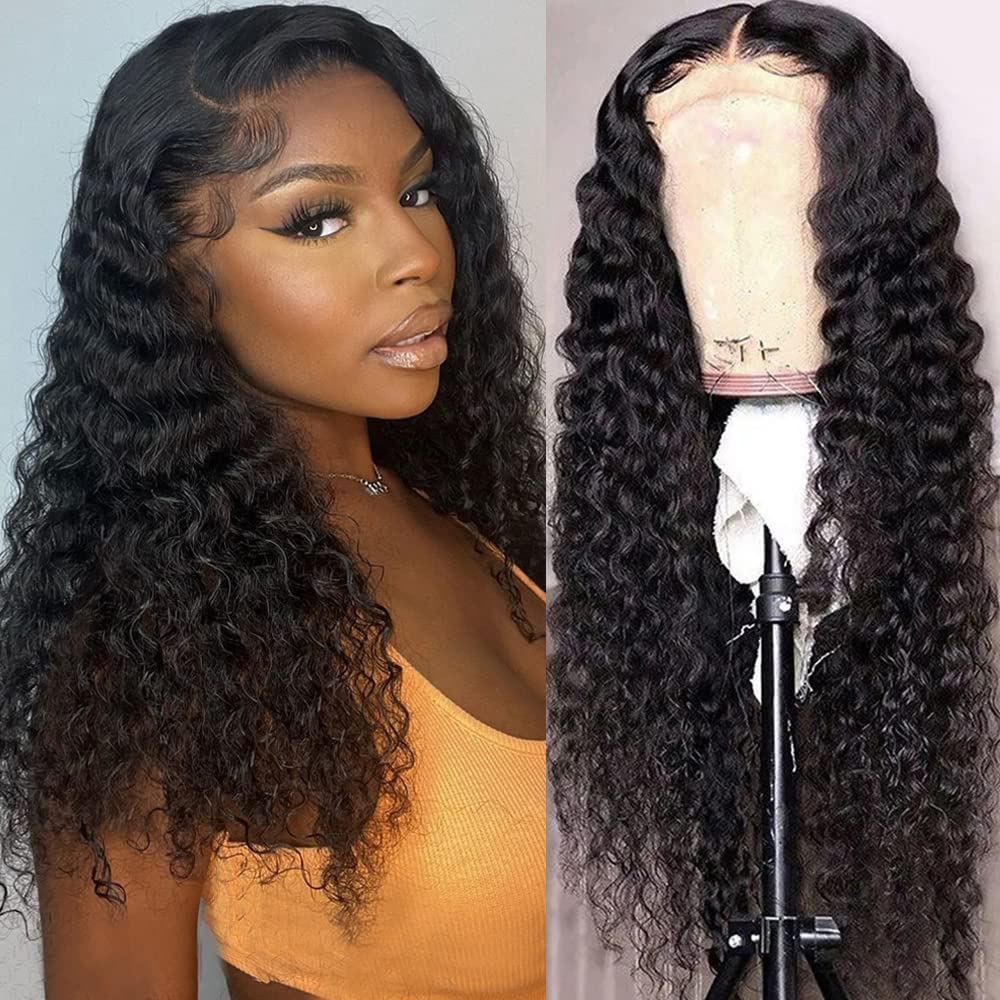 Zlike Pull Go 13x6 Pre Cut Lace Front Wigs Deep Wave Natural Black Human Hair Pull To Wear Wigs