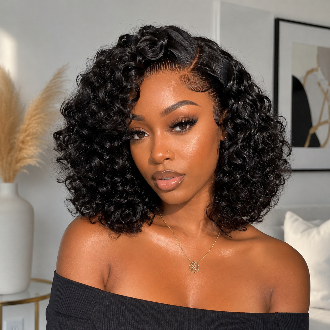 Zlike Bouncy Romance Curly Lace Front Human Hair Wig Ready To Wear Wedding Style