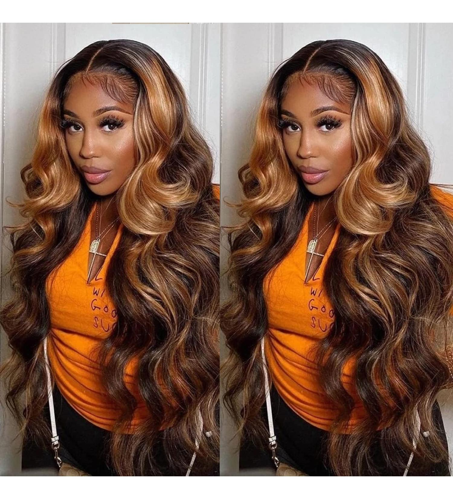 Clearance Sale | Honey Blonde Highlight 13x6 Lace Front Body Wave Wigs Human Hair Wigs
