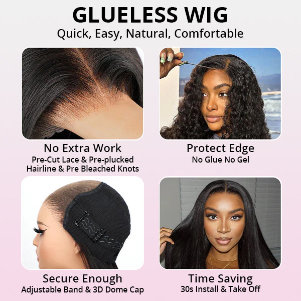 Zlike Coily Curly Wigs Pre-cut 7x5 Transparent Lace Closure Human Hair Wigs
