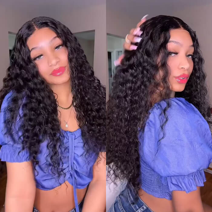 Deep Wave Transparent Lace Closure Wigs 100% Human Hair Wigs Beginner Friendly