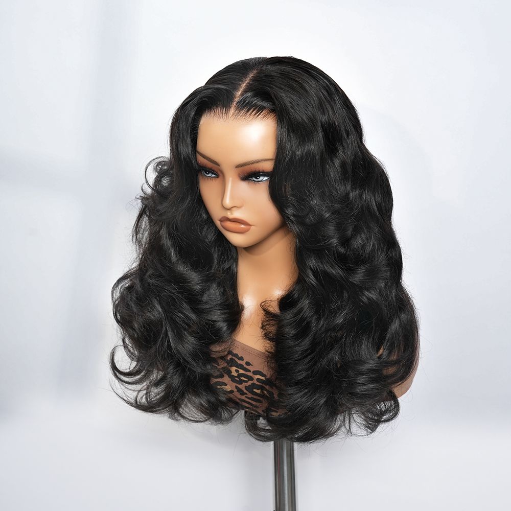 Zlike Butterfly Haircuts Layered Cut Loose Wave Wigs Pre-styled Human Hair Glueless Wigs With Drawstring
