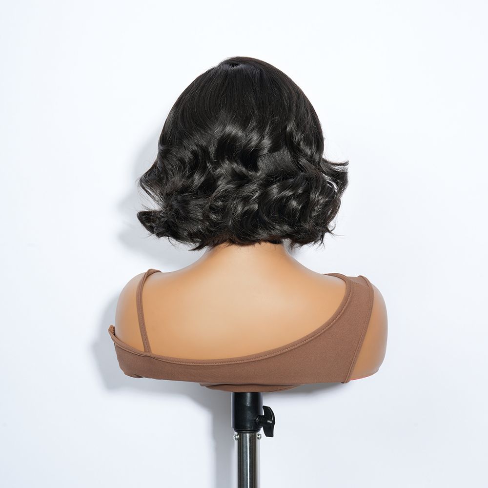 Zlike Layered Cut Bob Wigs Pre Plucked Body Wave Transparent Lace Closure Human Hair Wigs