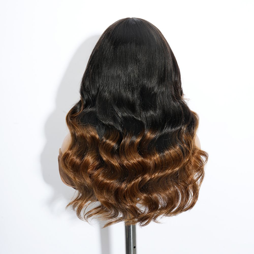Zlike 300% Density Heavy Layered Cut Ombre Brown Colored Glueless Lace Wig