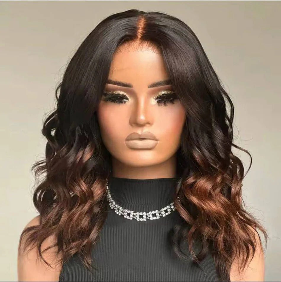 Zlike Premium Elegant Half Brown Wavy Wigs Pre-Everything 7x5 Glueless Human Hair Bob Wigs