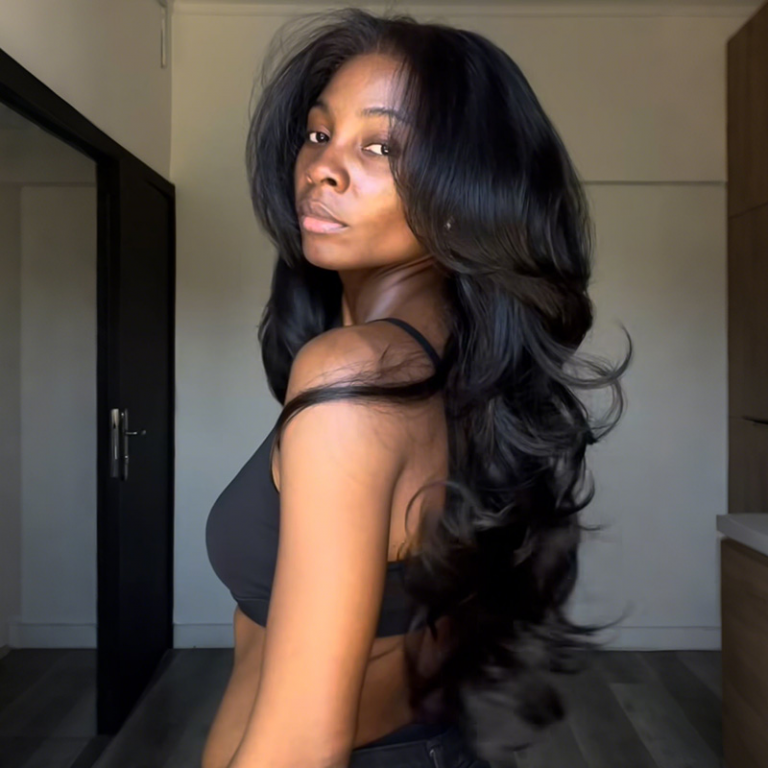 Zlike Butterfly Haircuts Layered Cut Loose Wave Wigs Pre-styled Human Hair Glueless Wigs With Drawstring