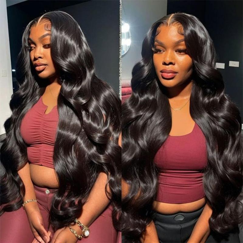 Zlike 13x6 Body Wave Transparent Lace Front Wigs Human Hair for Women Human Hair Wigs with Baby Hair Natural Black