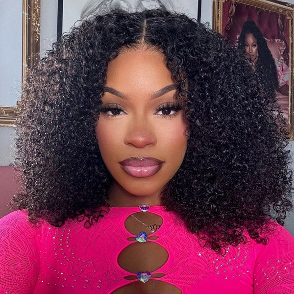 Zlike Afro Curly Glueless Wigs Pre-cut 7x5 Lace With Bleached Knots 100% Human Hair Wigs