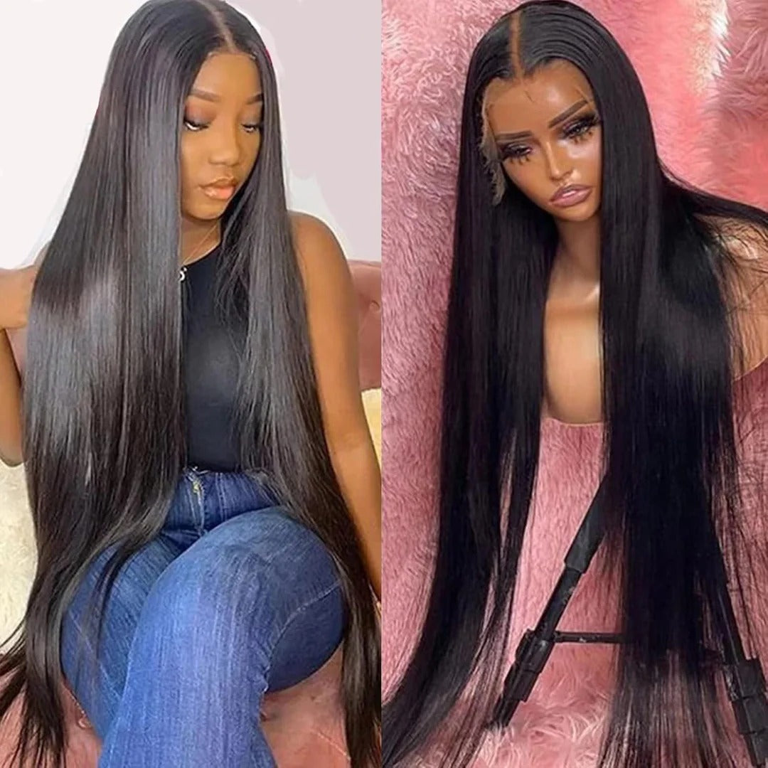 Zlike 13x6 Lace Frontal Wigs Straight Hair Skinlike Transparent Lace Human Hair Wigs Long Inches Brazilian Virgin Hair