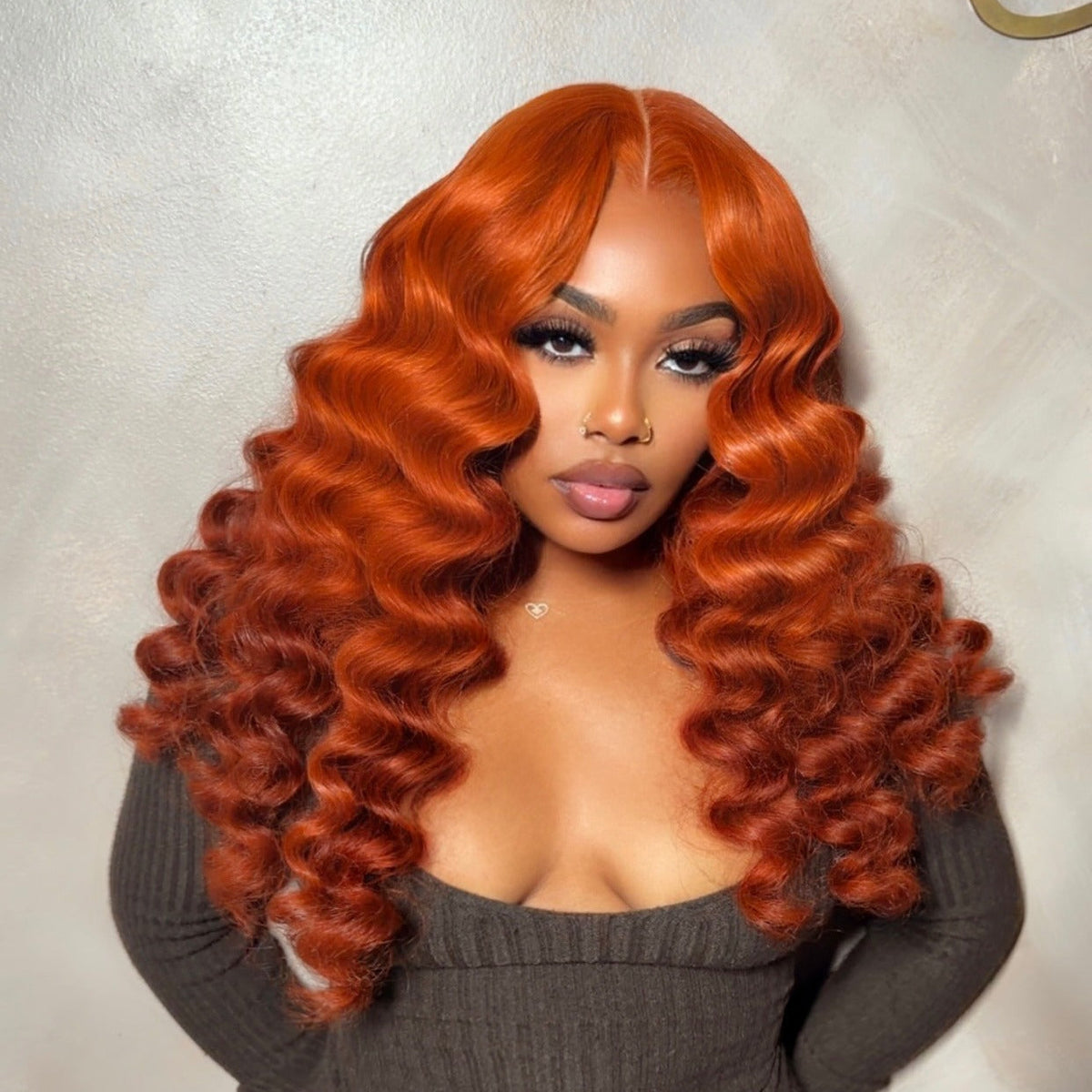 Zlike 300% Density #350 Ginger Orange Loose Deep Wigs Virgin Human Hair Transparent Lace Lace Front Wigs Super Double Drawn with Drawstring