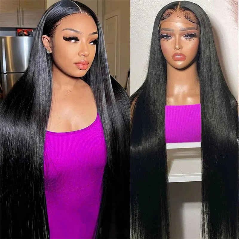 Zlike 13x6 Lace Frontal Wigs Straight Hair Skinlike Transparent Lace Human Hair Wigs Long Inches Brazilian Virgin Hair