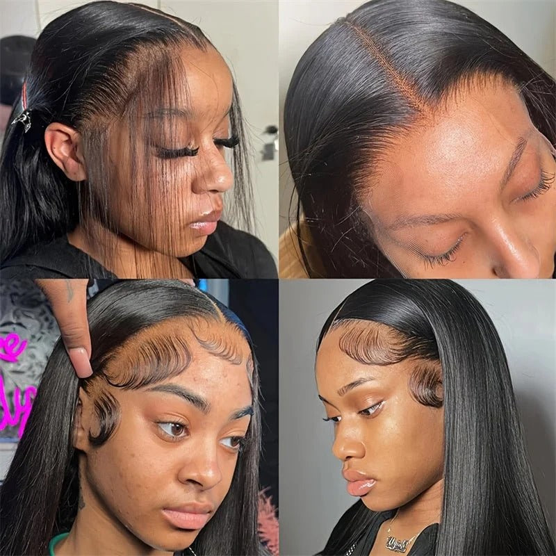 Zlike 13x6 Lace Frontal Wigs Straight Hair Skinlike Transparent Lace Human Hair Wigs Long Inches Brazilian Virgin Hair