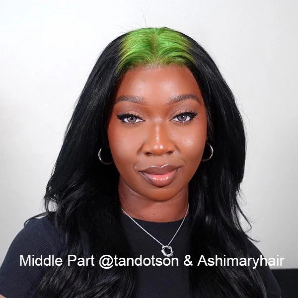 Zlike Hot Roots Billie Eilish Hairstyles Neon Green Roots On Black Hair Lace Wigs