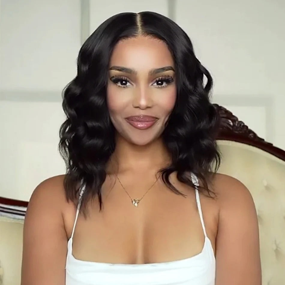 Zlike Premium Elegant Half Brown Wavy Wigs Pre-Everything 7x5 Glueless Human Hair Bob Wigs