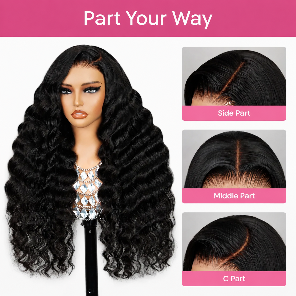 Zlike 300% High Density Loose Deep 13x6 Lace Front Glueless Human Hair Wigs Pre-Cut Lace With Drawstring Natural Color