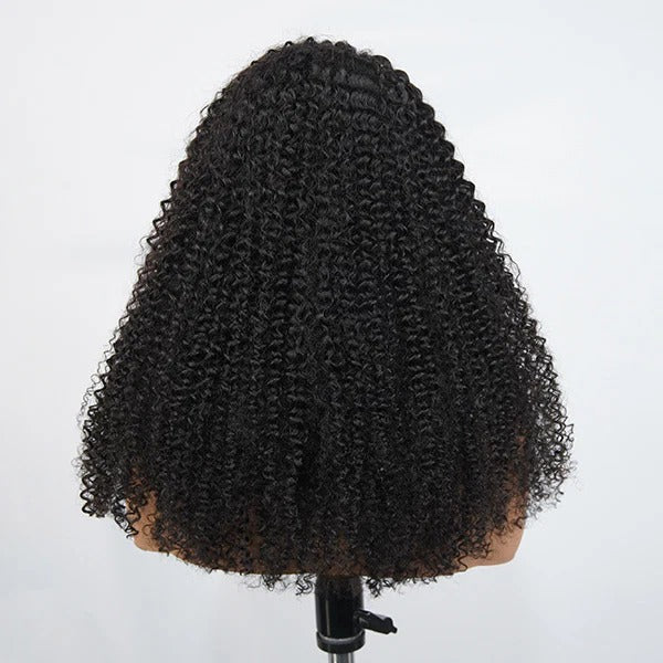 Styled Wig | Side Braided Curly Glueless Natural Melt Pre-Cut 13x4 Lace Frontal Wig Snug Fit Drawstring Cap Bleached Knots Wear Go Wig With Baby Hair