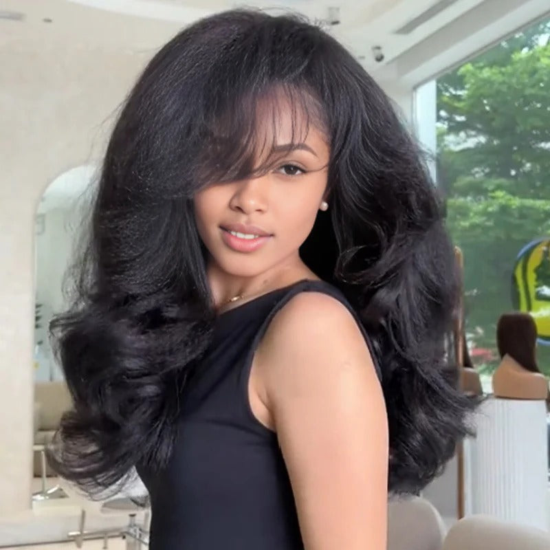 Zlike Yaki Loose Body Wave Wigs 13x4 Lace Front 100% Human Hair Wigs With Drawstring