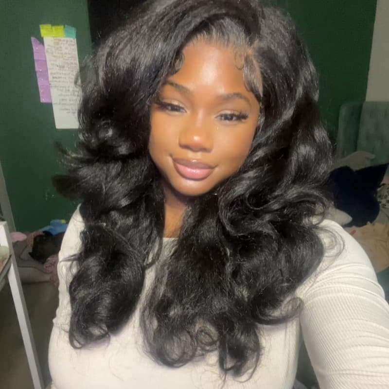 Zlike Yaki Loose Body Wave Wigs 13x4 Lace Front 100% Human Hair Wigs With Drawstring