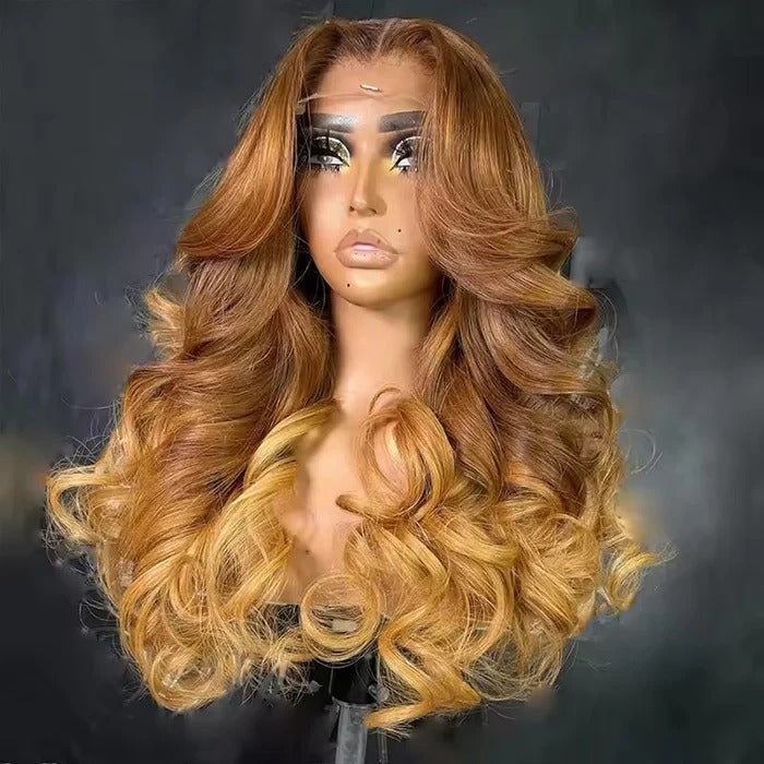 Zlike Ombre Light Brown Wigs 13x6 Lace Frontal Wigs Human Hair Pre Plucked Brazilian Virgin Hair Glueless Body Wave Wigs