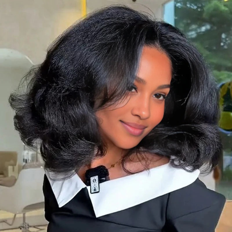Zlike Yaki Loose Body Wave Wigs 13x4 Lace Front 100% Human Hair Wigs With Drawstring