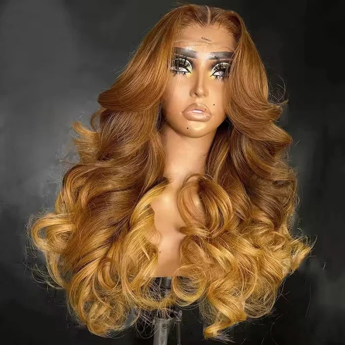 Zlike Ombre Light Brown Wigs 13x6 Lace Frontal Wigs Human Hair Pre Plucked Brazilian Virgin Hair Glueless Body Wave Wigs