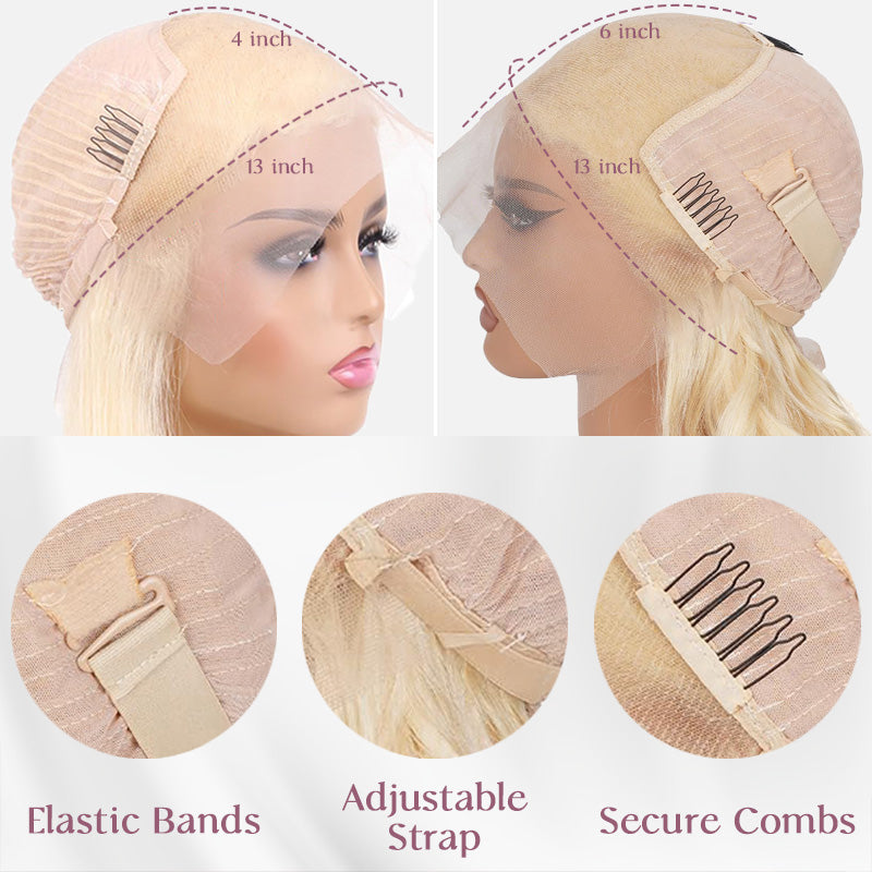 Zlike 13x4 Lace Front Wig Light Flaxen Brown Cozy Blonde Straight Human Hair Wigs