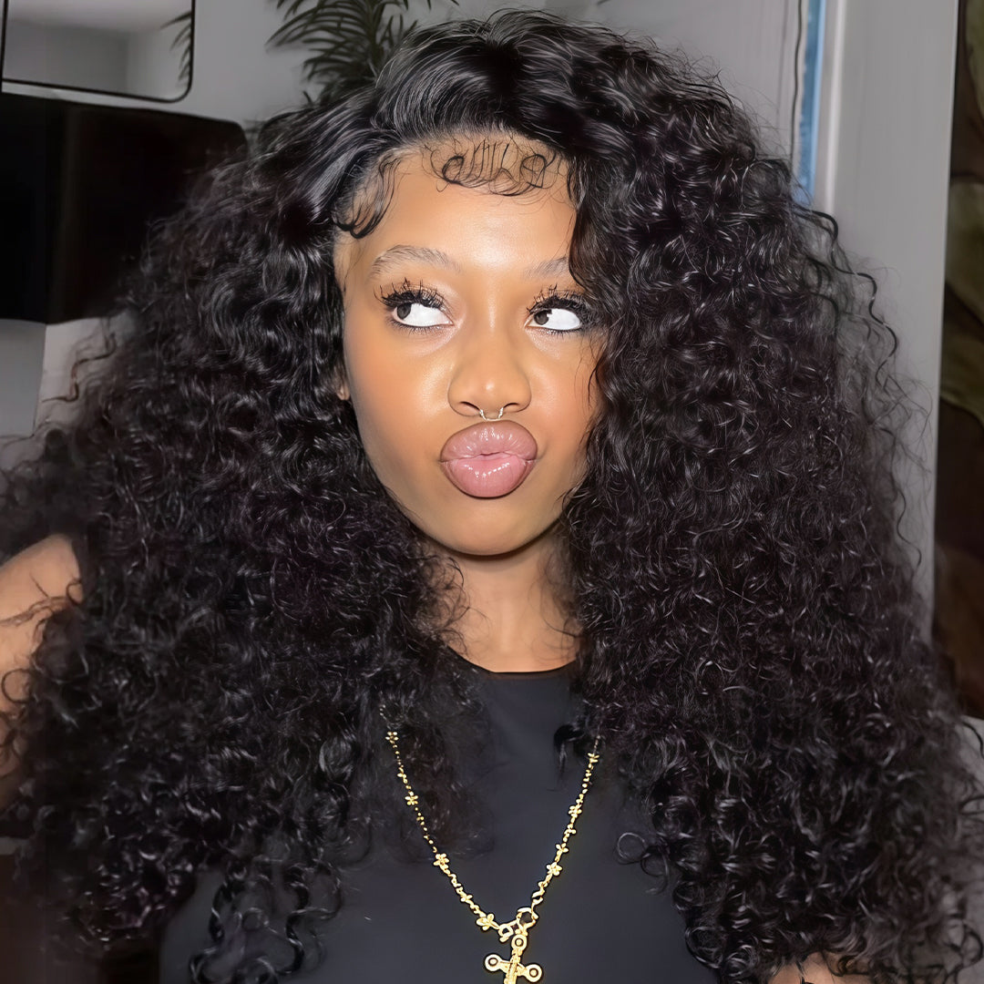 Water Wave QuickFit™ 360 Lace Frontal Wigs 300% Density Bleached Knots Pre Cut Human Hair Wigs