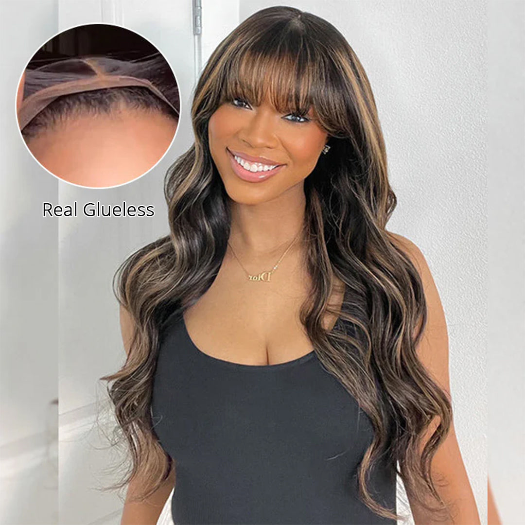 2Wigs = $189 | Water Wave Glueless Wig + Highlight Body Wave Wig With Bangs