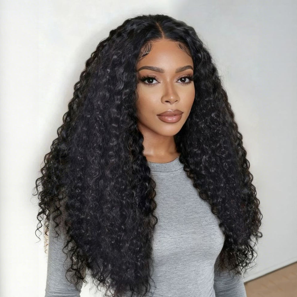 Free Part Natural Color Deep Wave Transparent Lace Front Wig Bleached Knots Human Hair Wigs