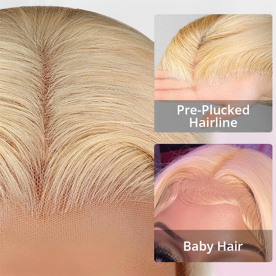 Blonde Ombre Lace Front Wig 613 Blonde Brown Human Hair Wigs Pre Plucked