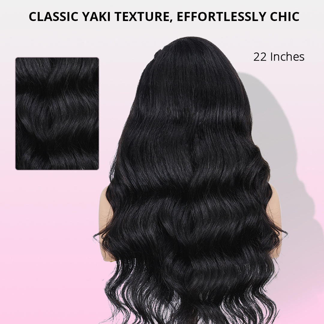 Zlike Side Braided Yaki Body Wave 13x6 Frontal Lace Glueless Wigs 100% Human Hair With Drawstring