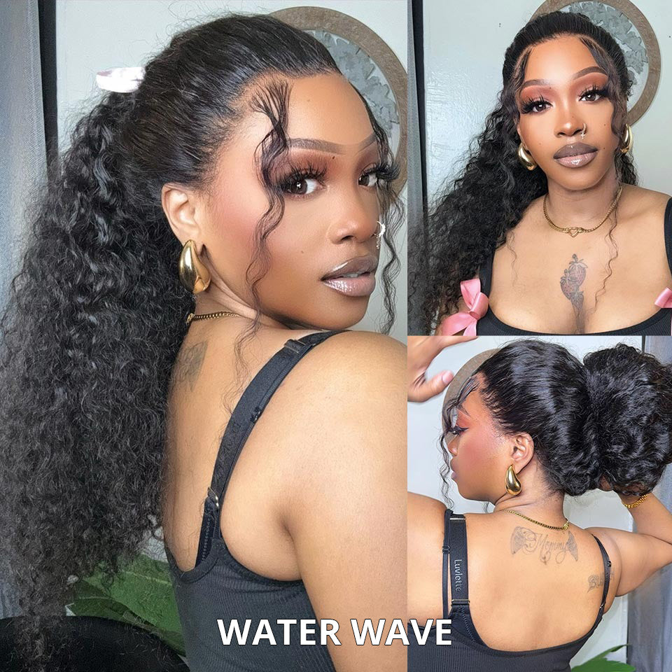360 Lace Wig Water Wave Human Hair Transparent Lace Front Wigs With Baby Hair