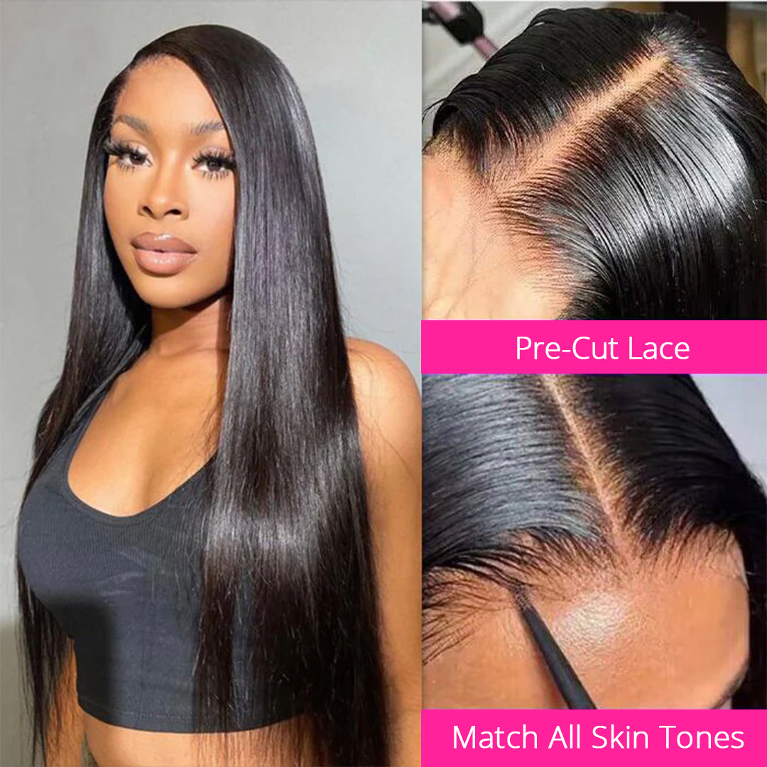 2Wigs = $189 | #33 Reddish Brown Color Water Wave Wig + 5x5 Glueless Straight Wig