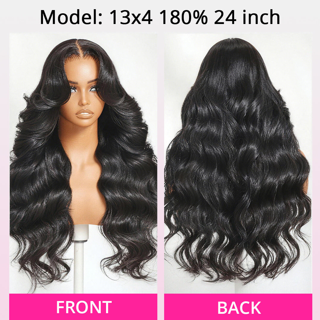 Zlike 13x4 Body Wave Glueless Lace Frontal Wig Human Hair Pre Plucked With Drawstring Wigs