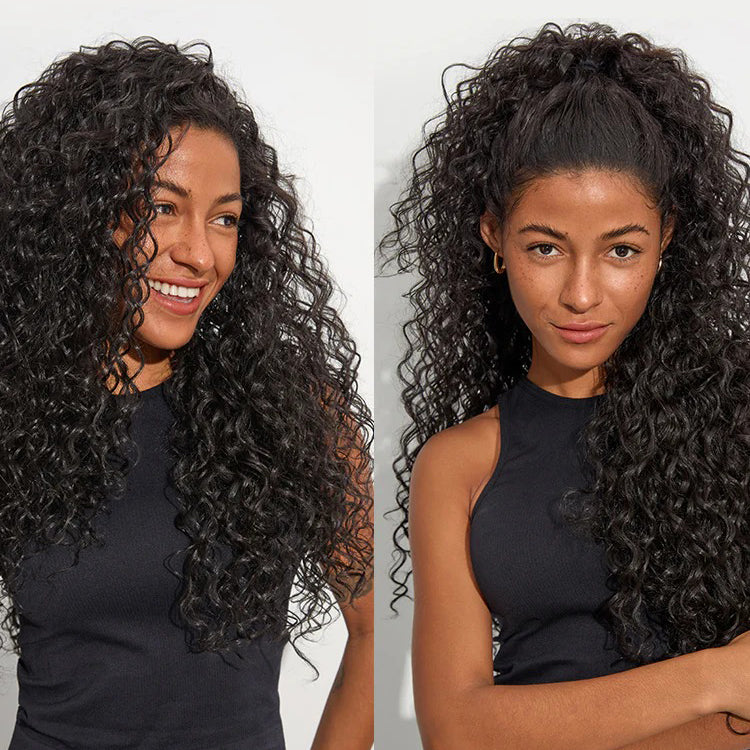 Zlike 3 In 1 Half Wigs Shaggy Wave Flexible Fit Half Wig With Elastic Drawstring Glueless Human Hair Wigs