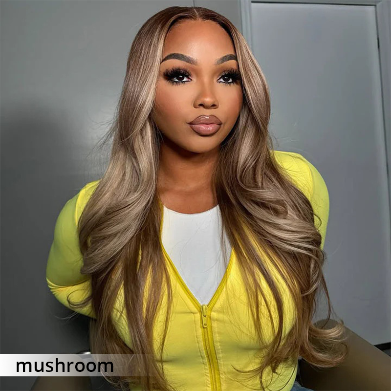 Zlike 13x4 Lace Straight Body Wave Blonde Ombre Wigs with Dark Roots Drawstring Glueless Wigs Pre-Cut Transparent Lace 100% Human Hair