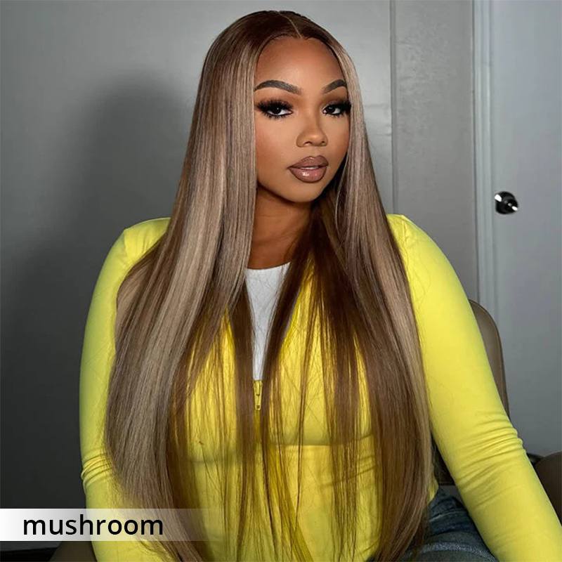 Zlike 13x4 Lace Straight Body Wave Blonde Ombre Wigs with Dark Roots Drawstring Glueless Wigs Pre-Cut Transparent Lace 100% Human Hair
