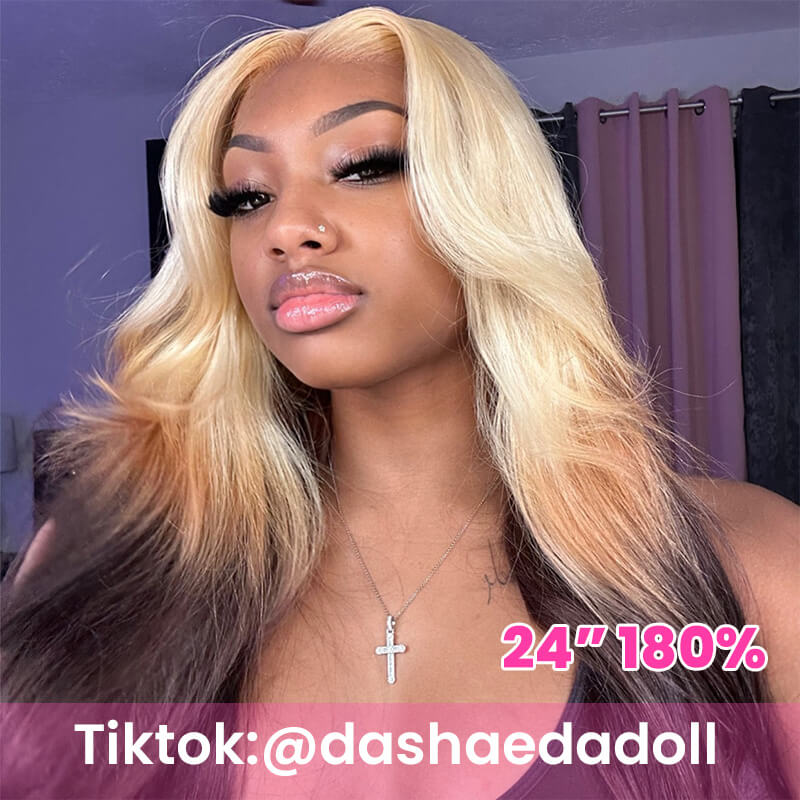 Zlike 613 Blonde Ombre Transparent Lace Wig Pre Plucked Human Hair Wigs For Women