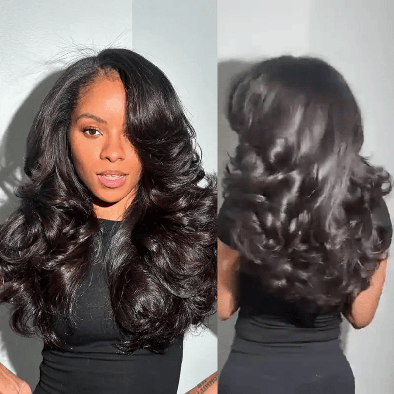 Zlike Peacock Curls 13x6 Full Pull Go Glueless Lace Front Wigs 100% Human Hair Layers Cut Wigs