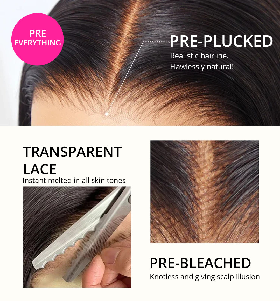 Pre cut lace glueless wig with realistic natural hairline