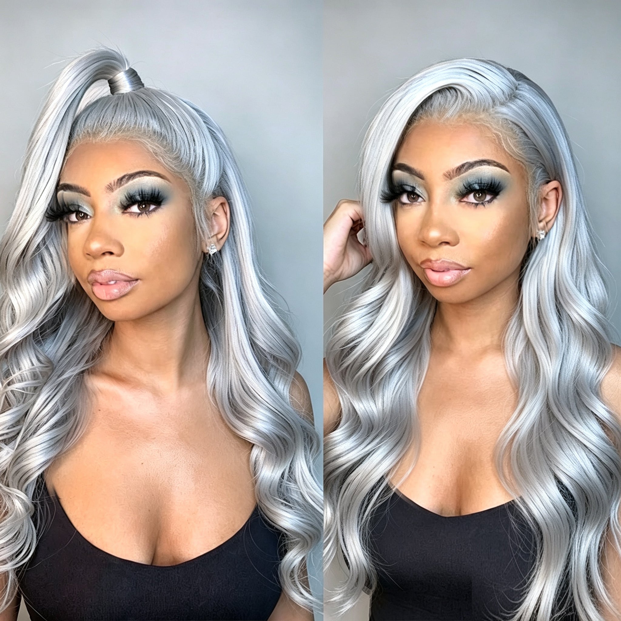 Zlike Grey Human Hair Wigs 13x4 Transparent Lace Frontal Wigs Layer Cut Human Hair Wigs For Women