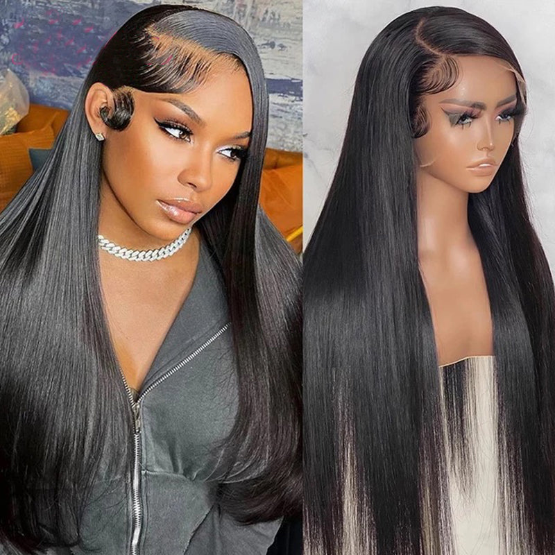Bleached Knots Silky Straight Lace Front Wig High Density Human Hair Wigs For Women
