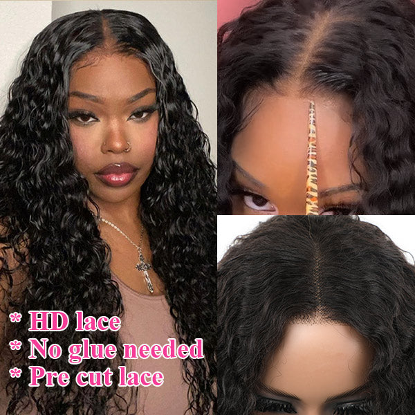 Ready Go Glueless Water Wave 5x5 Lace Closure Wig 180% Density Human Hair Wigs
