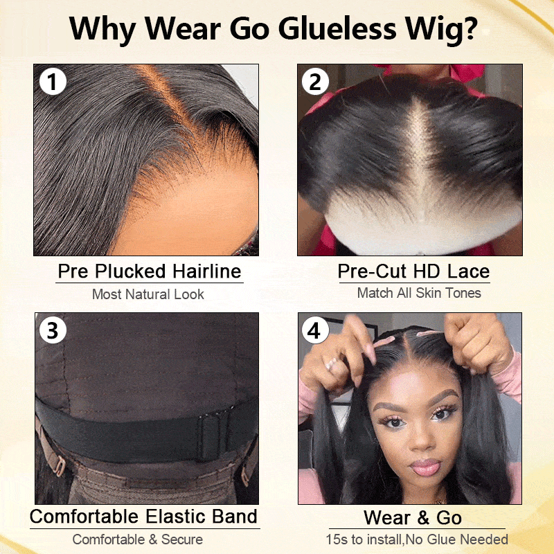 Glueless Short Bob Silky Straight 5x5 HD Lace Closure Wig Pre Cut Human Hair Lace Wigs