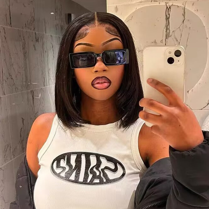 Glueless Short Bob Silky Straight 5x5 HD Lace Closure Wig Pre Cut Human Hair Lace Wigs