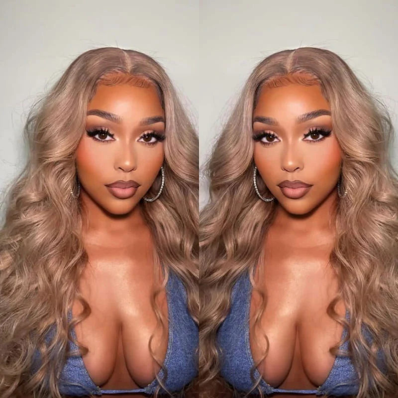 Zlike 13x4 Lace Front Wig Light Flaxen Brown Cozy Blonde Body Wave Human Hair Wigs