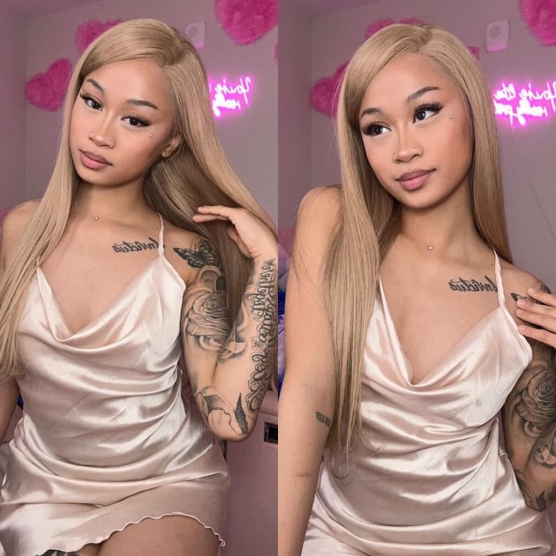 Zlike 13x4 Lace Front Wig Light Flaxen Brown Cozy Blonde Straight Human Hair Wigs