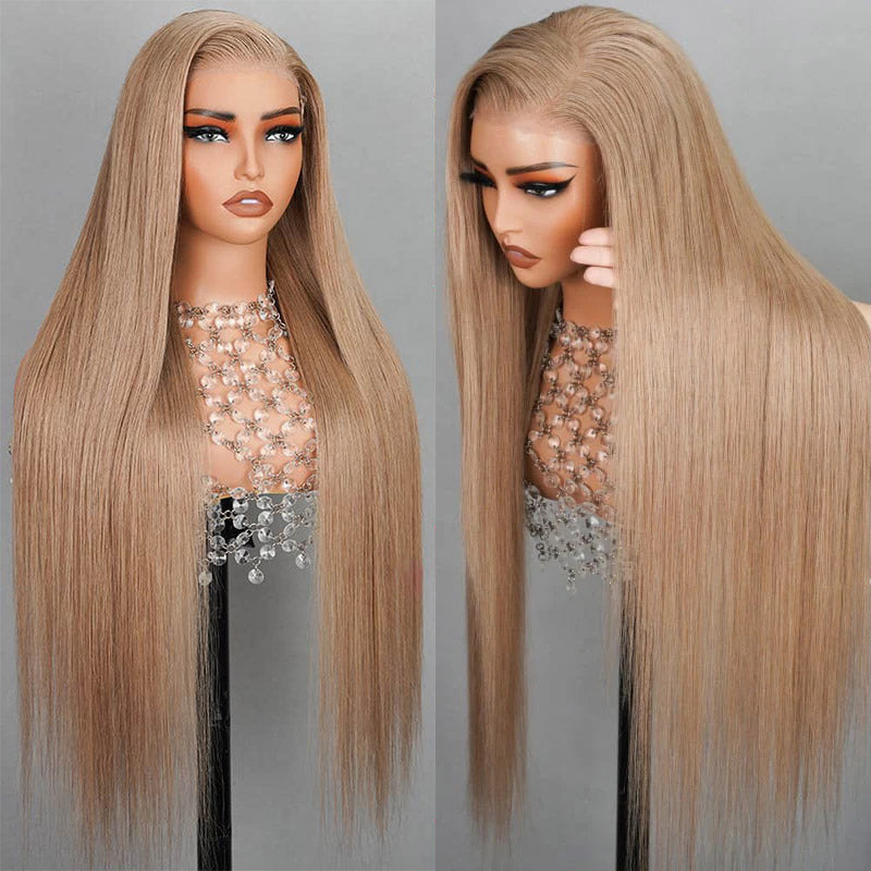 Zlike 13x4 Lace Front Wig Light Flaxen Brown Cozy Blonde Straight Human Hair Wigs