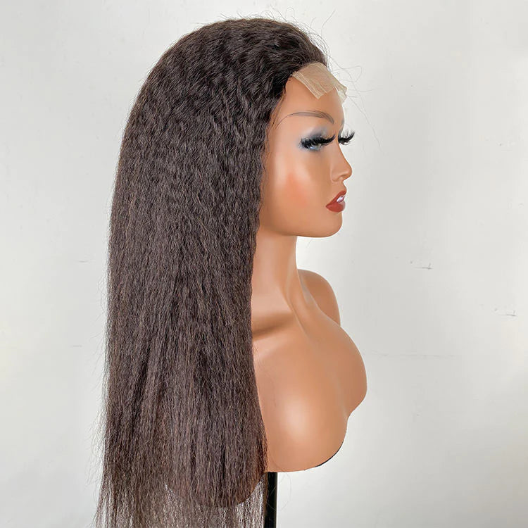 Transparent Lace Yaki Straight Hair Wig 4x4 Lace Closure Human Hair Wigs Skin Melt-Zlike